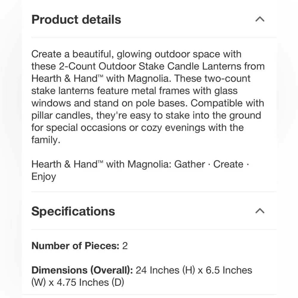 ❤️ Outdoor Stake LED Candle Lanterns Powder Coated Hearth & Hand Magnolia NEW